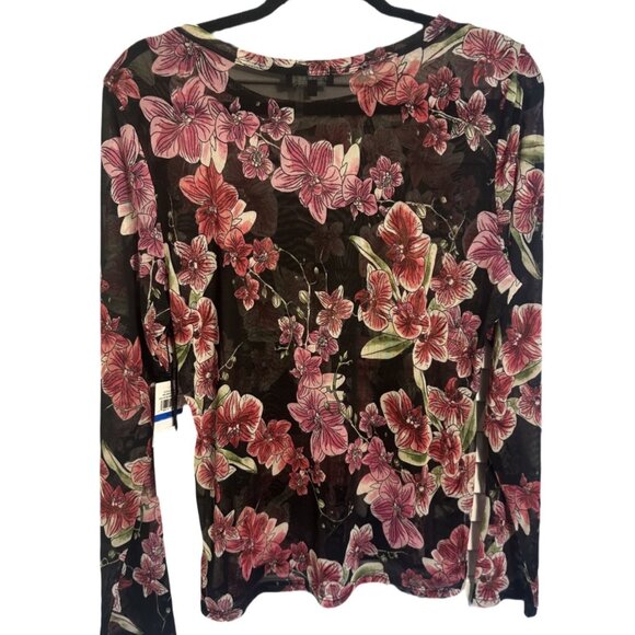 NWT 1. State Floral Print Mesh Top Black Floral Size XL - Picture 5 of 7